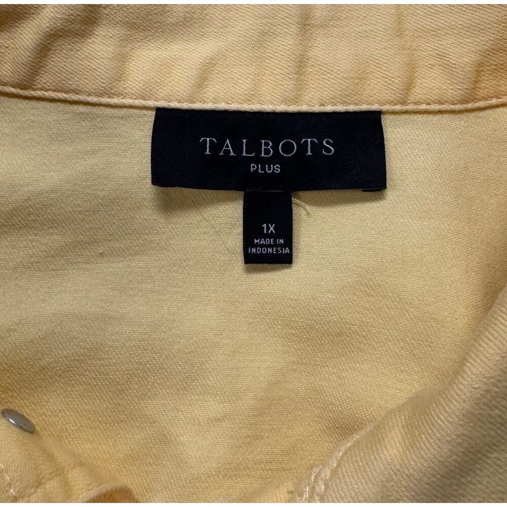 Talbots Plus Size 1x Yellow Button Front Denim Je… - image 3